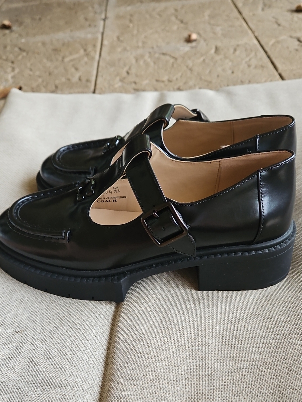 Coach LIV Mary Jane Black Platform Shoes Chunky Heel Padded Footbed Size 6 - Picture 5 of 11